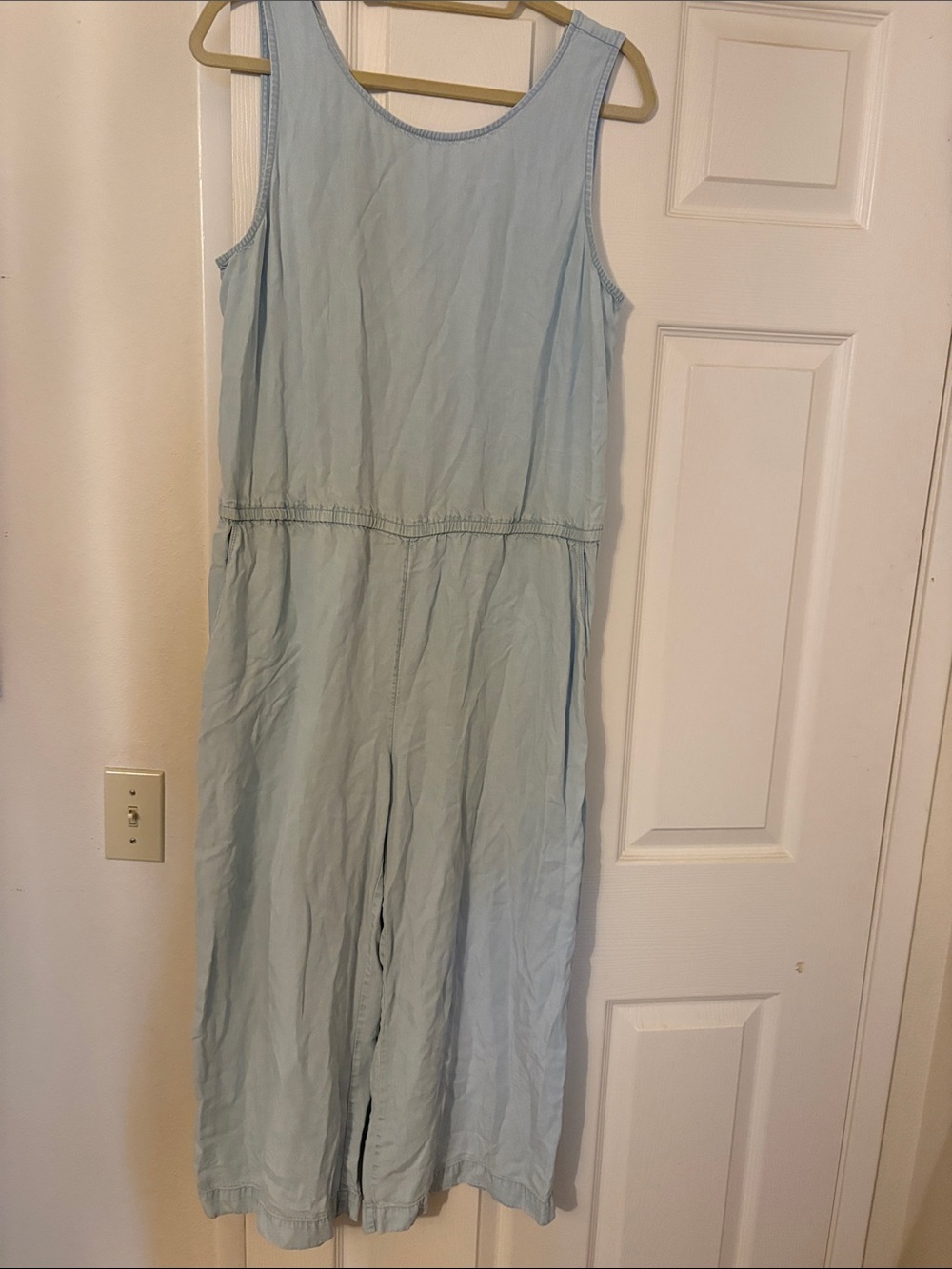 Daily Ritual Light Blue Sleeveless Cotton Jumpsuit
